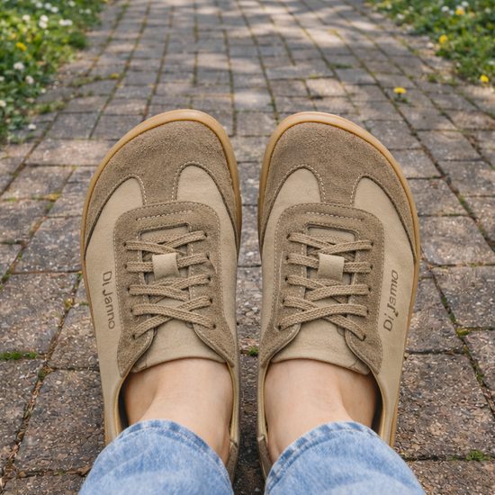 Dámské barefoot tenisky hnědé De Plus EV.BF-01 široká špička