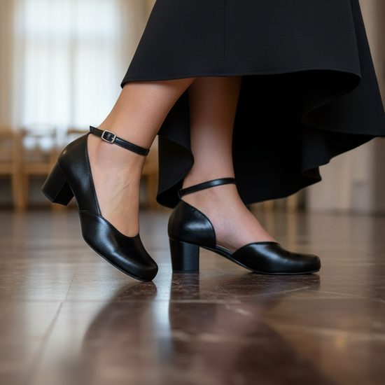 Černé bosolodičky De Plus F.176-X1H-5510 kožené široká špička