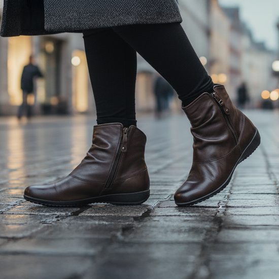 Dámské zimní kotníkové boty kožené Josef Seibel Naly 24 hnědé zateplené široká špička