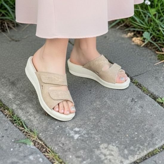 Dámské zdravotní pantofle Comfort béžové na vysoký nárt