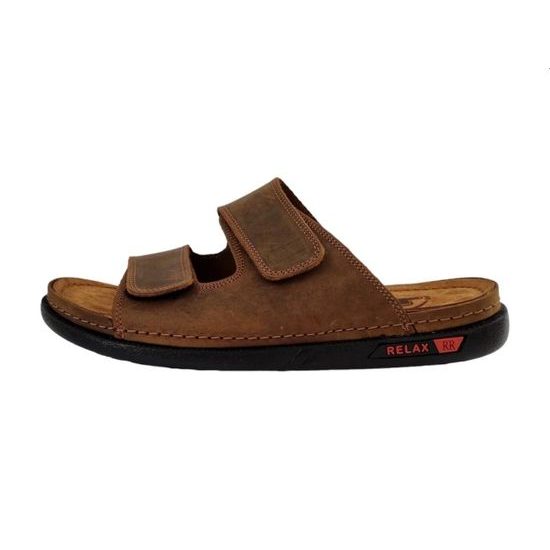 Pantofle pánské Mediline M02 hnědé kožené na vysoký nárt