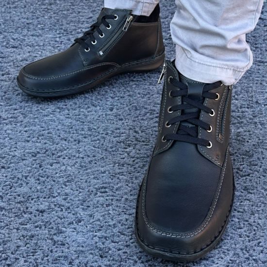 Pánské zimní kotníkové boty kožené Josef Seibel New Anvers 84 černé zateplené na široké chodidlo