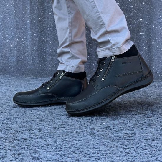 Pánské zimní kotníkové boty kožené Josef Seibel New Anvers 84 černé zateplené na široké chodidlo