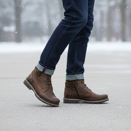 Pánské zimní kotníkové boty hnědé De Plus KO885