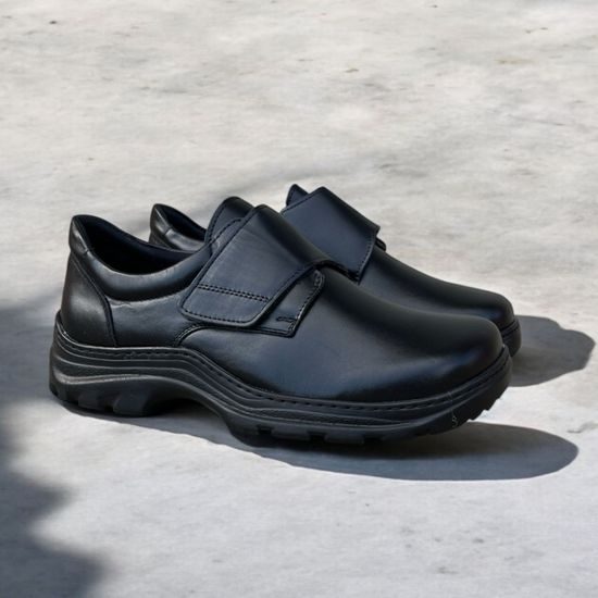 Polobotky pánské černé De Plus kožené KK604K na široké chodidlo