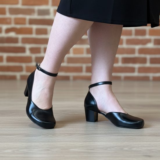 Černé bosolodičky De Plus F.176-X1H-5510 kožené široká špička