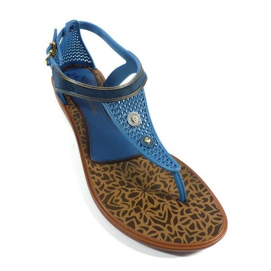 Modré sandály Grendha s ozdobnými kamínky