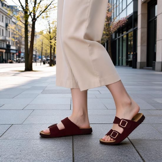 Dámské pantofle bordo Mediline Flexible široká špička