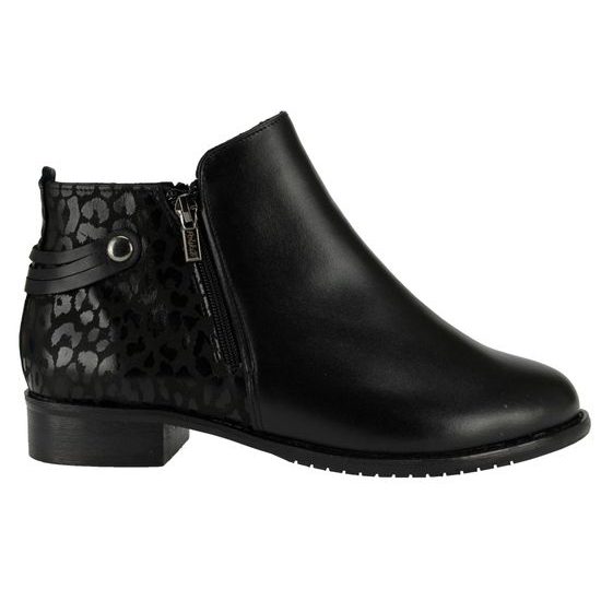 Dámské zimní kotníkové boty kožené De Plus 9642-K-M - black/F-241 černé zateplené na široké chodidlo