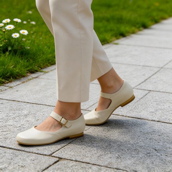 Béžové baleríny Stela - široká špička (Standard)