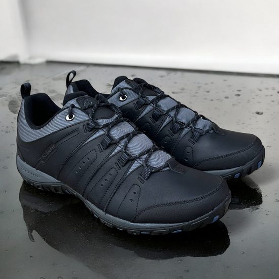 Nadměrné pánské nízké trekové boty šedo-černé Columbia Woodburn II Waterproof