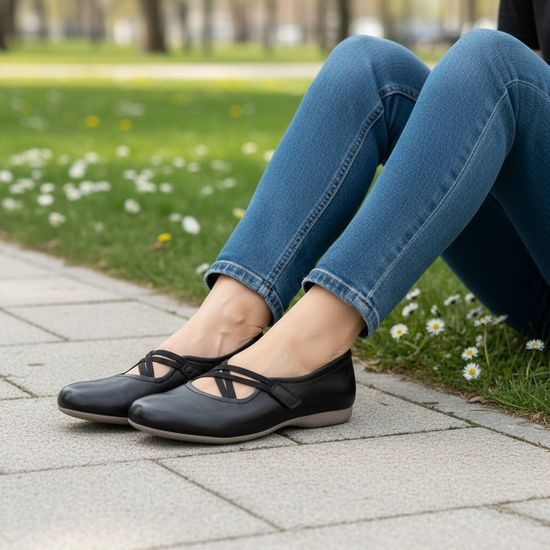 Baleríny černé Josef Seibel kožené Fiona 39 široká špička