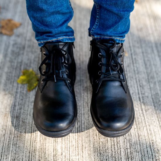 Dámské zimní kotníkové boty kožené Mediline Teresa 130 černé s kožíškem na hallux