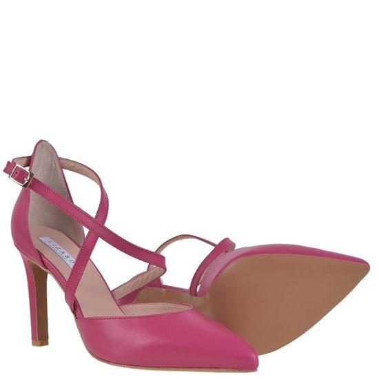 Nadměrné dámské společenské sandály na vysokém podpatku Lizard 9232 růžové leather 5815-0934-02-582