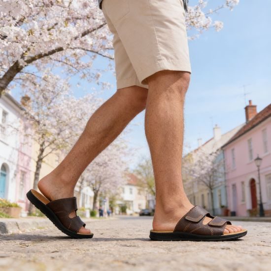 Pantofle pánské Elegant hnědé na vysoký nárt