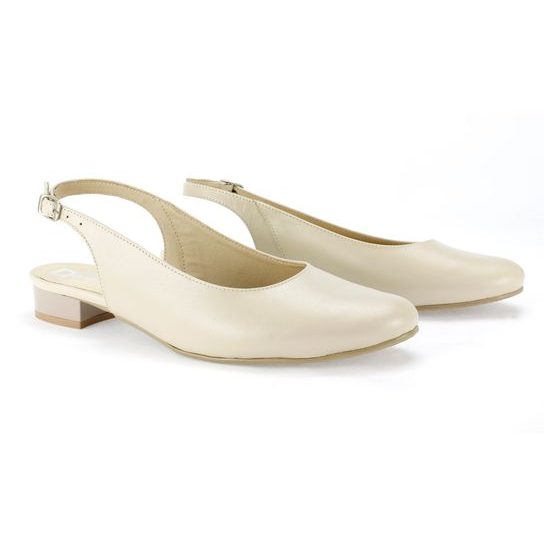 Nadměrné sandály dámské na podpatku De Plus 9524/2010 krémové kožené