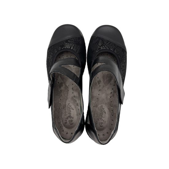 Baleríny dámské černé Axel kožené 1878 na široké chodidlo