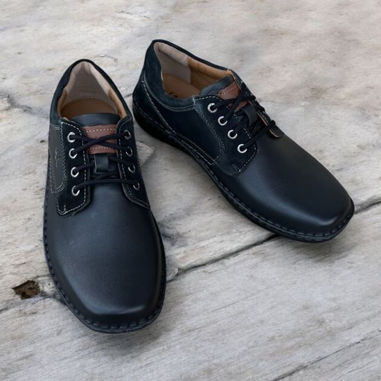 Polobotky pánské černé Josef Seibel kožené New Anvers 06 na široké chodidlo