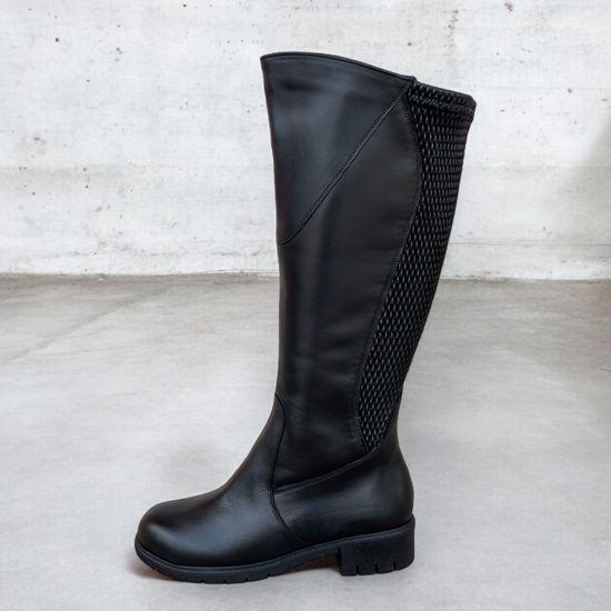 Kozačky na široké lýtko De Plus kožené 9610-K-LARA černé