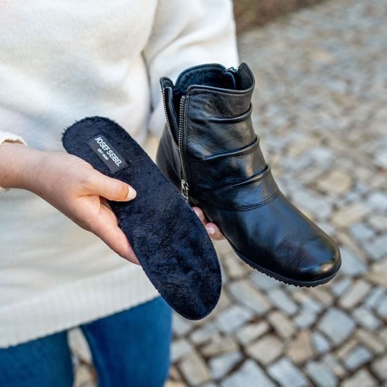 Dámské zimní kotníkové boty kožené Josef Seibel Naly 24 černé zateplené široká špička