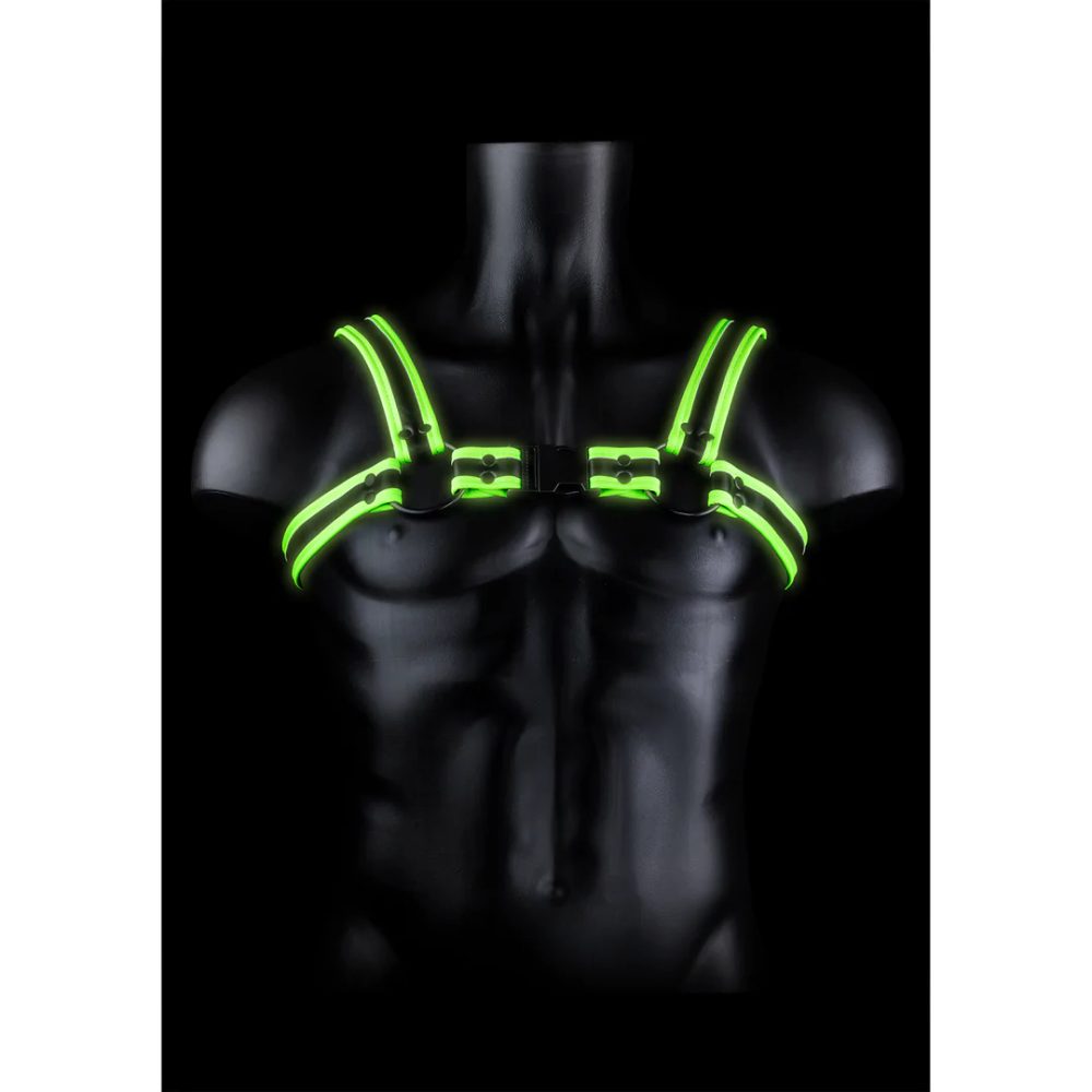 Ouch! Glow in the Dark Buckle Bulldog svietiaci pánsky kožený postroj