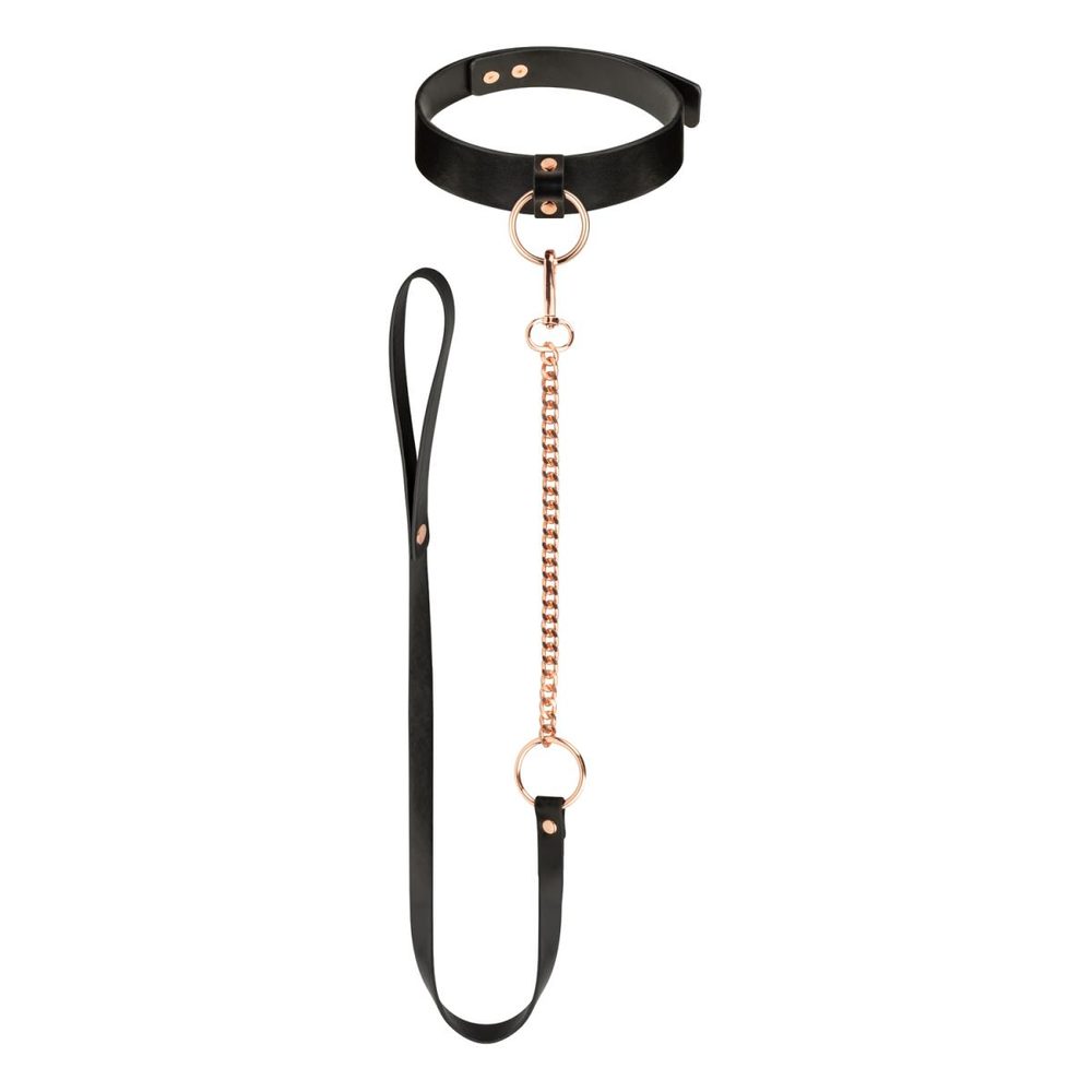 Obojok s vodítkom Rosy Gold Collar with Leash čierny