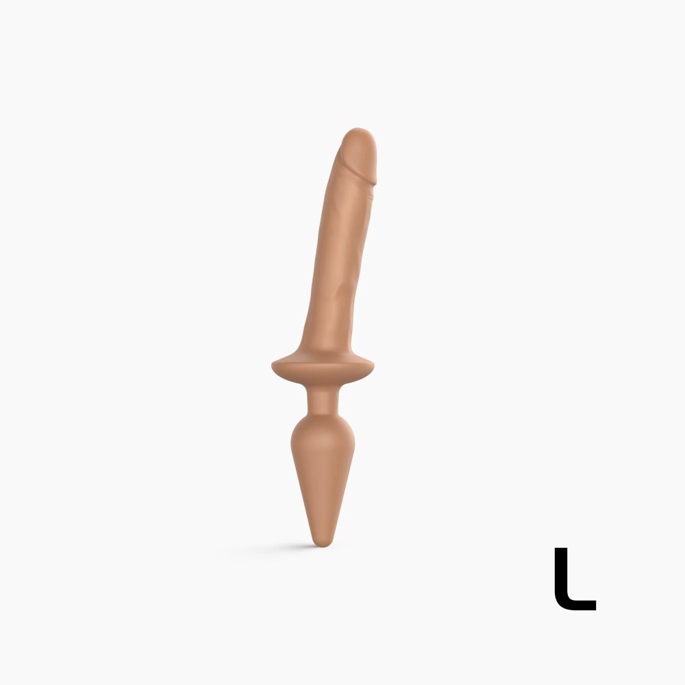 Strap-on-me Swith Realistic L silikónové dildo 2v1 tmavé prírodné