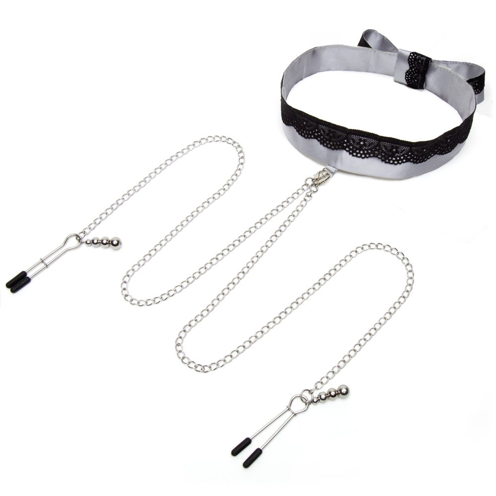 Fifty Shades of Grey Play Nice Satin & Lace Collar & Nippl