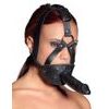 ZADO Leather Head Harness with Dildo