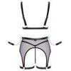 Cottelli Net Matte Look Triangle Bra, Suspender Belt & Crotchless String Set