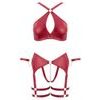 Cottelli Wireless Bra & Crotchless Suspender Thong Matte Look Set with Handcuffs