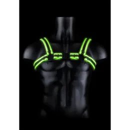 Kožený harness Ouch! Glow in the Dark Buckle Bulldog svietiaci pánsky kožený postroj L/XL
