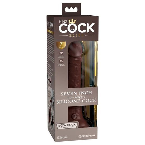 Pipedream King Cock Elite 7 Silicone Dual Density Cock Brown