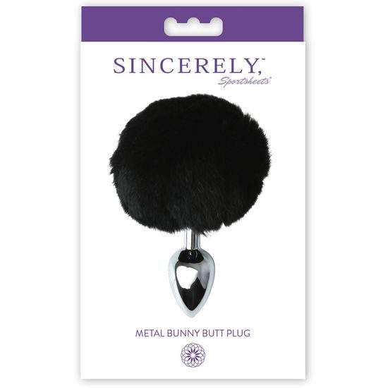 Sportsheets Sincerely Metal Bunny Butt Plug Black