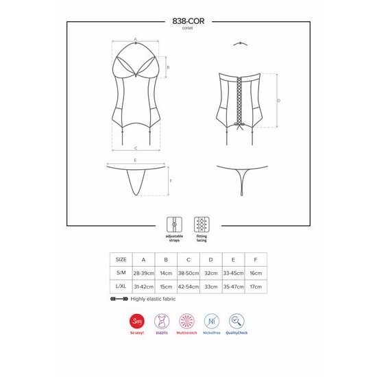 OBSESSIVE Erotický korzet 838-COR