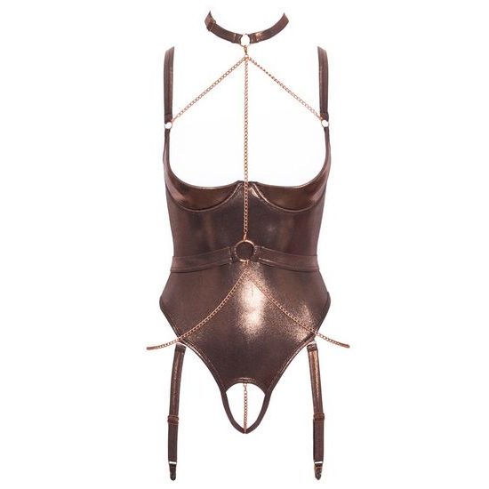 Abierta Fina Shelf Bra Crotchless Body with Chains 2644924 Golden