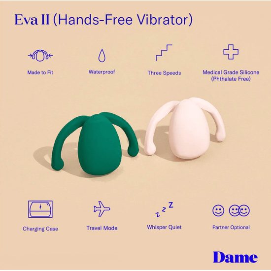 Dame Products EVA II Hands-Free Vibrator Quartz