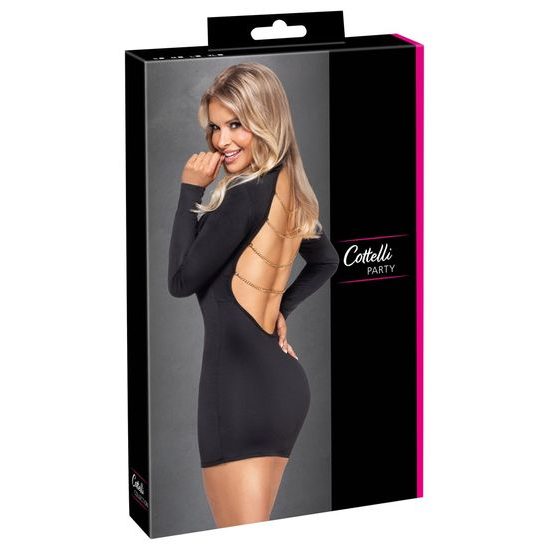 Cottelli Open Back Tight-fitting Mini Dress with Long Sleeves 2719304 Black