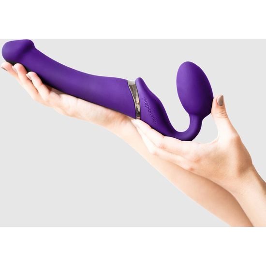 Strap-on-me 3 Motors Vibrating Silicone Bendable Strap-On Purple M