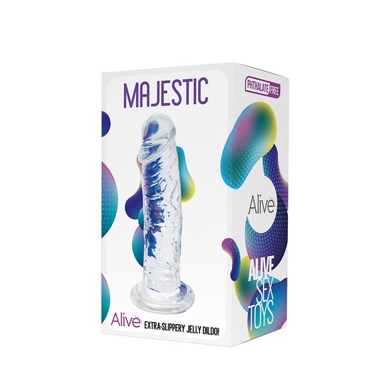 Alive Majestic Extra-Slippery Jelly Dildo Transparent