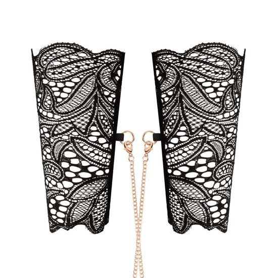 Sada Rosy Gold Lace Cuffs and Collar čierna