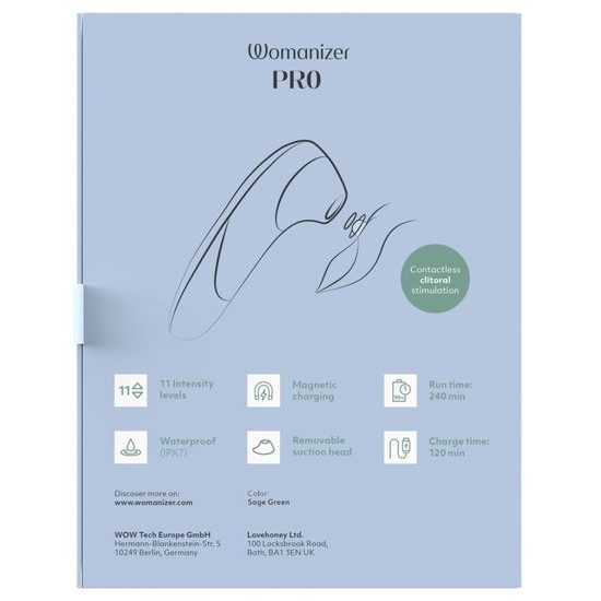 Womanizer Pro pulzátor na klitoris - zelená