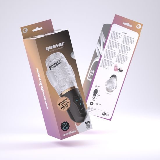 Crushious quasar rechargeable masturbator with suction