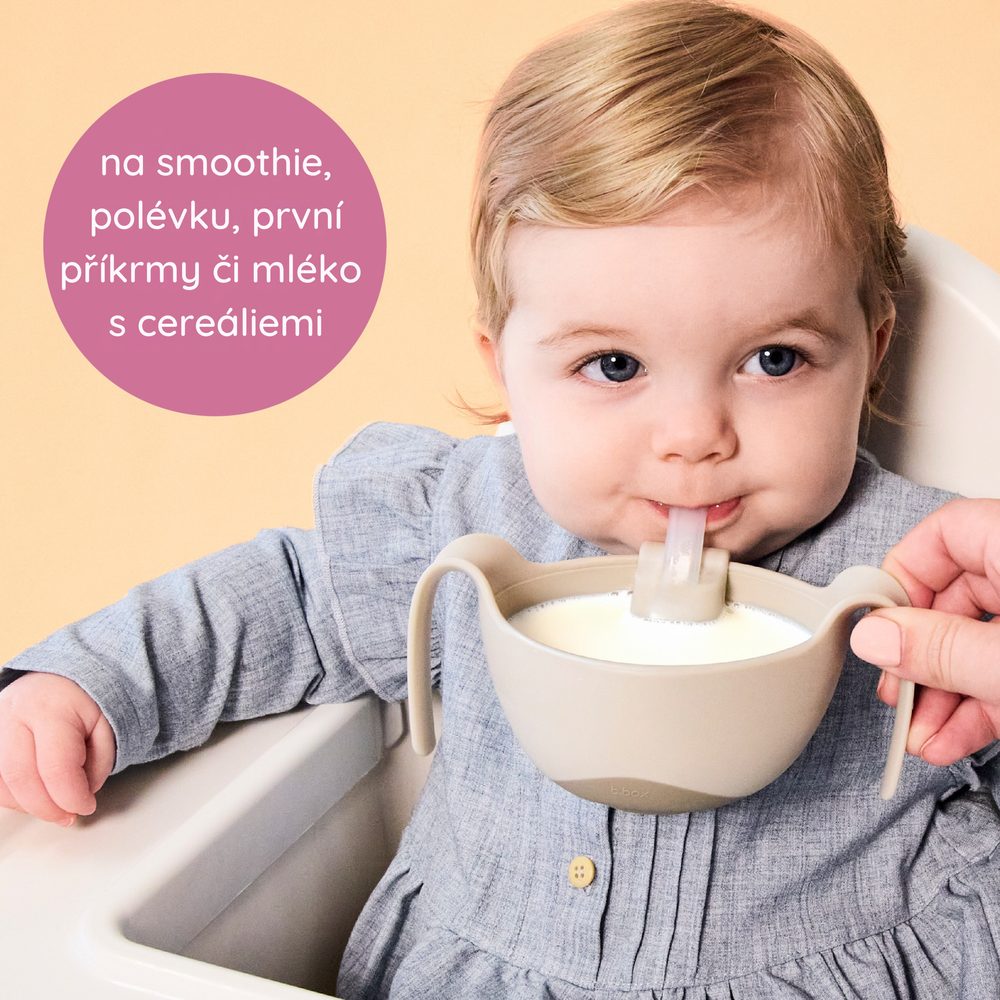 b.box Miska s brčkem a víčkem 3v1 - modrá
