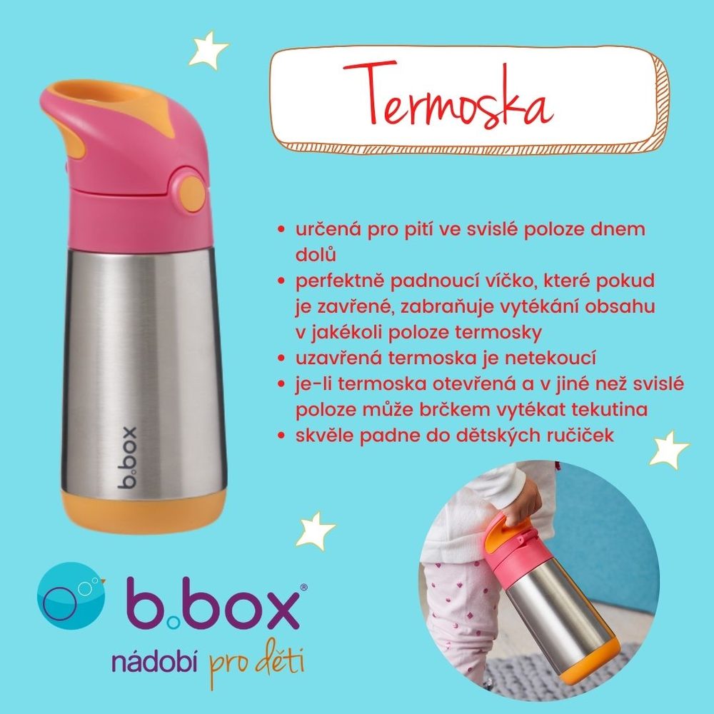 b.box Termoska na pití s brčkem 500 ml - modrá/šedá