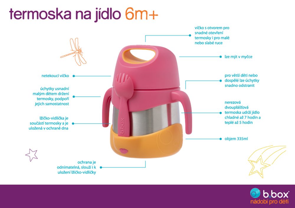 b.box Termoska na jídlo - žlutá/šedá 335 ml