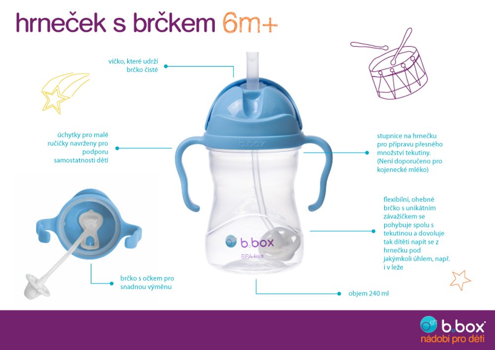 b.box Univerzální sada na pití 3v1, 240 ml - modrá