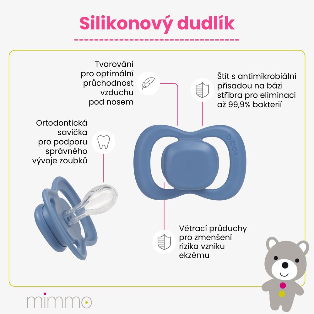 b.box Dudlíky silikonové 6m+, 2 ks - ocean/sky
