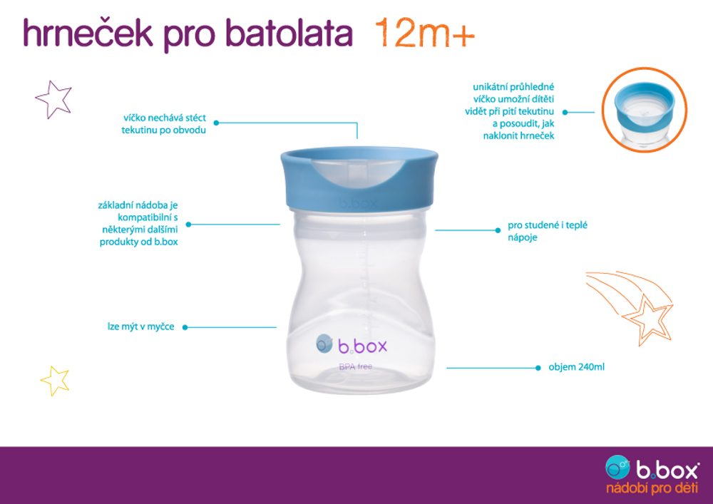 b.box Hrneček pro batolata 12m+ - fialový 240 ml