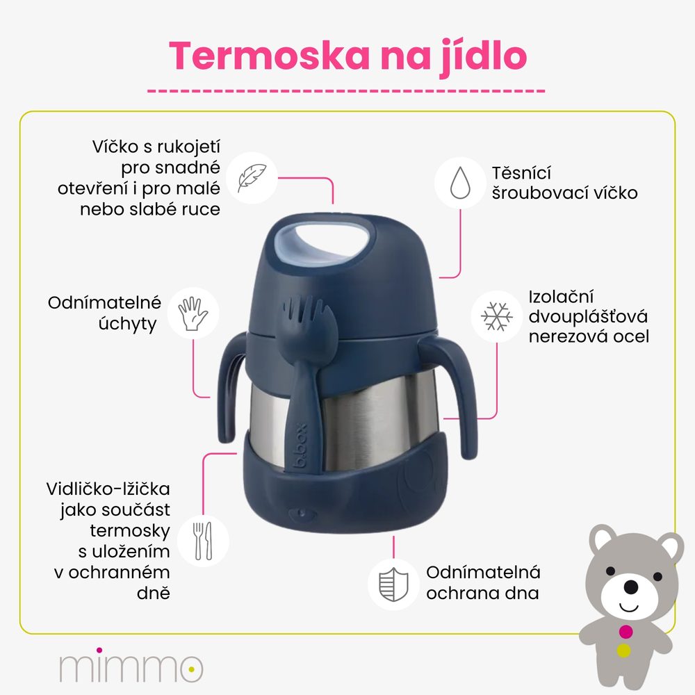 b.box Termoska na jídlo 335 ml - indigo/růžová